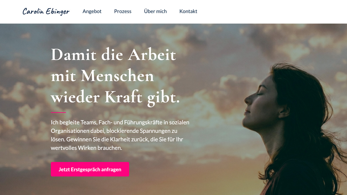 Screenshot: Website Carolin Ebinger – Supervision & Coaching